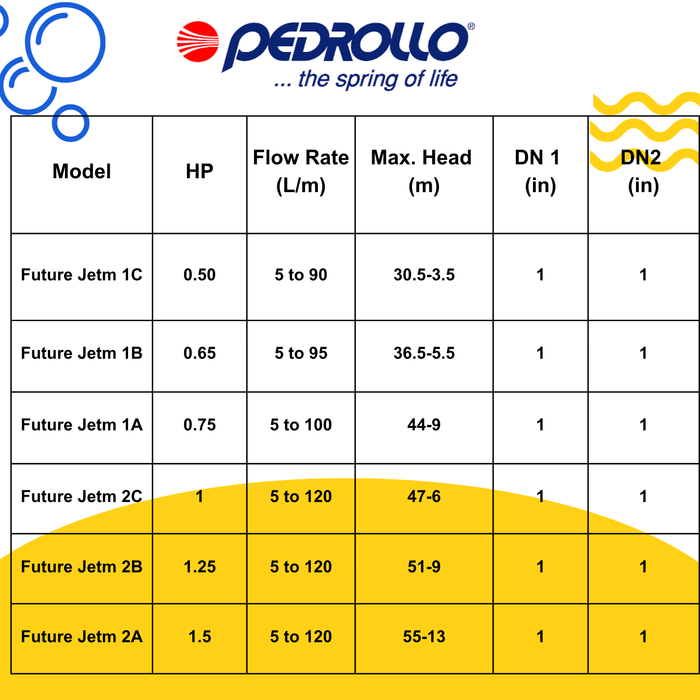 Pedrollo Self-Priming Centrifugal Pumps -Future Jet  -Made In Italy