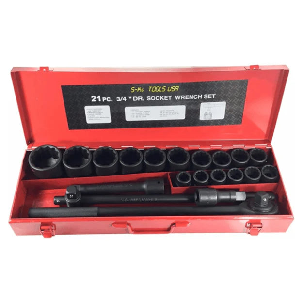 SKS 3/4" Drive Impact Socket Wrench Set (21PCS)