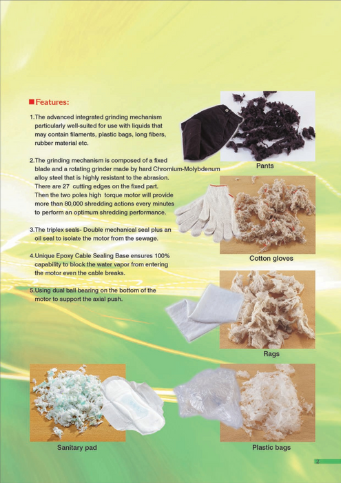 Showfou (GP) Series Submersible Sewage Grinder/Cutter Pump - Made in Taiwan