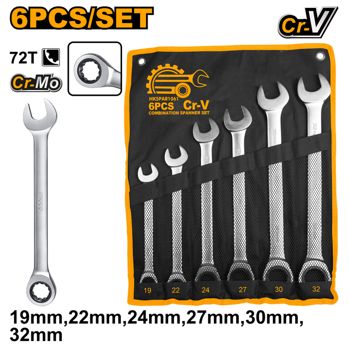 Ingco (19mm-32mm) Ratchet Spanner Set HKSPAR1061