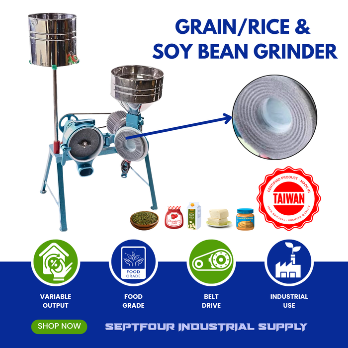 Horizontal Belt Drive Grain/Rice & Soybean Grinder Machine (Made in Taiwan)