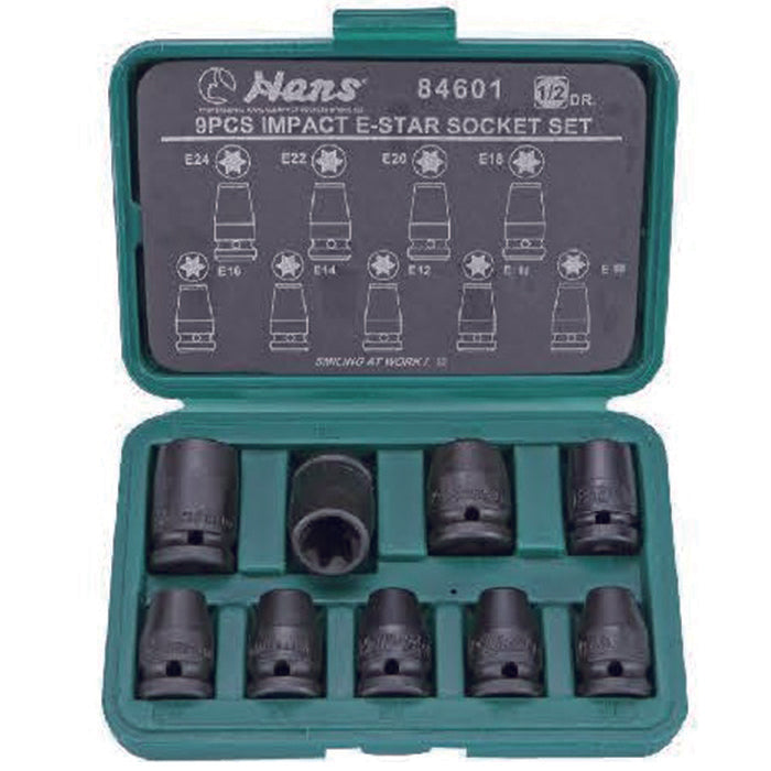 Hans 1/2" Drive Impact E-Star Socket Set 84601 (9PCS)