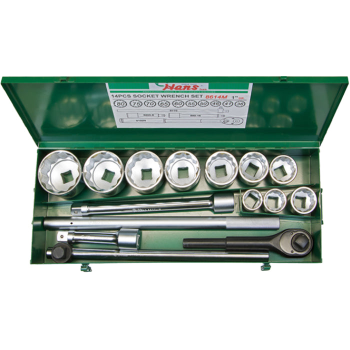 Hans 1" Drive Socket Wrench Set (14 PCS)