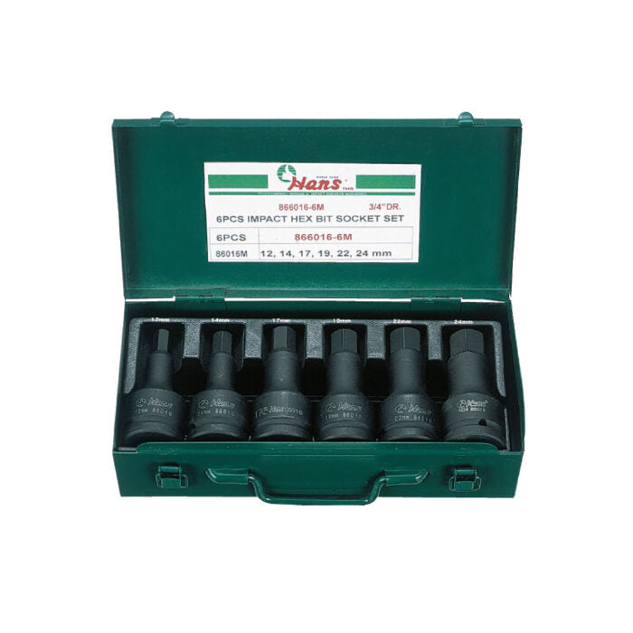 Hans 3/4" Drive Impact Hex Bit Socket Set (6 PCS)