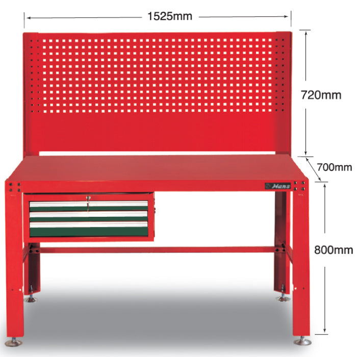 Hans Work Bench Table Plus 3 Drawer Chest 9996BCT3