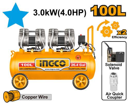 Ingco 4.0HP/ 100L Oil-less Air Compressor ACS2241001P