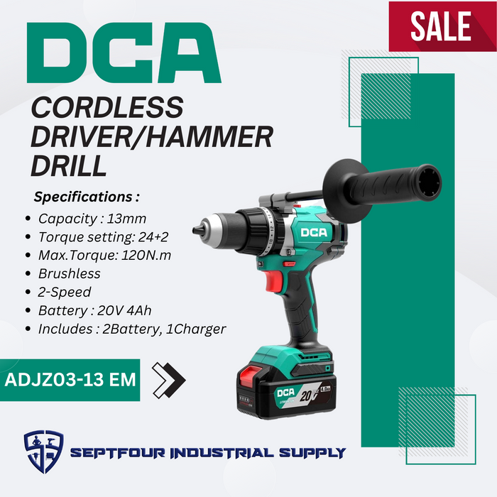 DCA 13mm 20V Cordless Brushless Driver Hammer Drill ADJZ03-13 EM