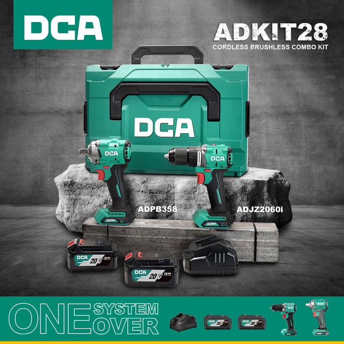 DCA 20V Cordless Brushless Combo Kit ADKIT28 EK