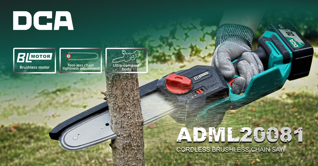 DCA 200mm (8") 20V Cordless Brushless Chain Saw ADML20081 EM