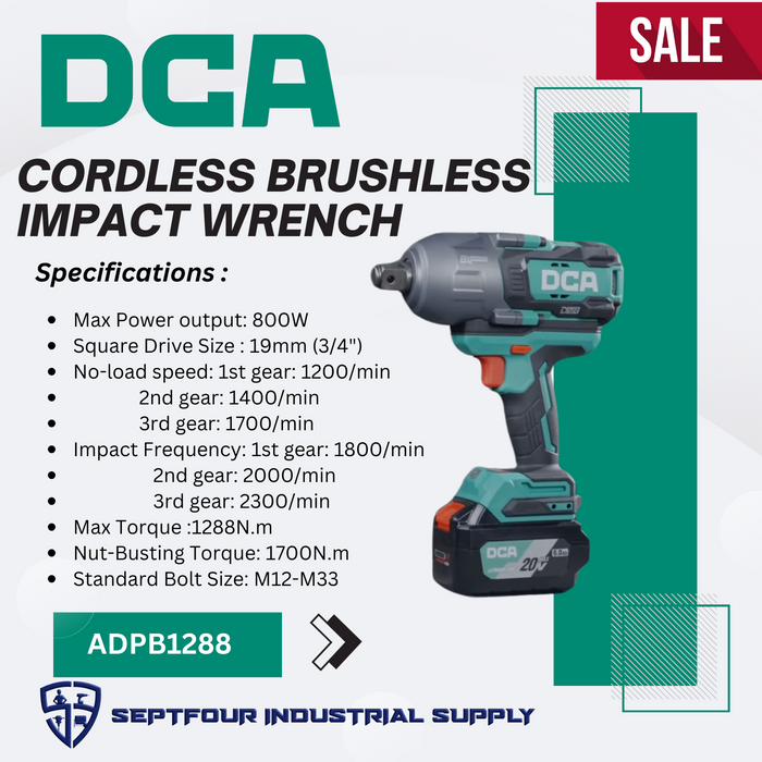 DCA 19mm (3/4")20V Cordless Brushless Impact Wrench ADPB1288 FK