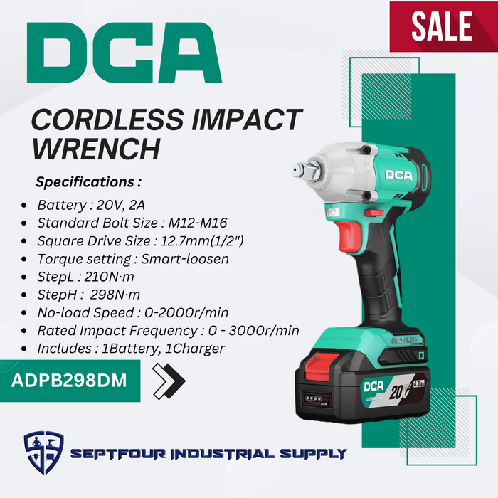 DCA 1/2" 20V Cordless Brushless Impact Wrench ADPB298DM