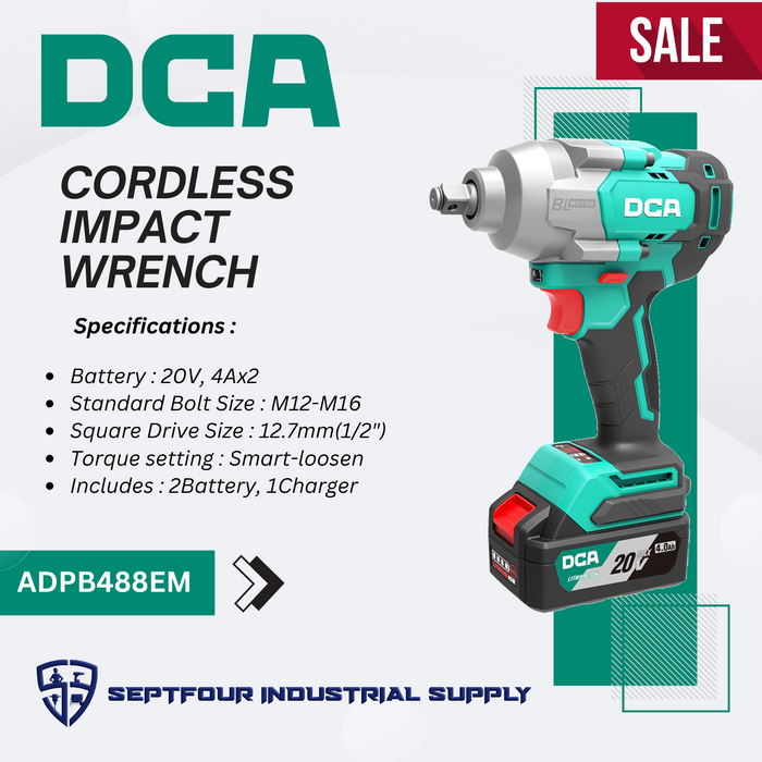 DCA 1/2" 20V Cordless Brushless Impact Wrench ADPB488 EM