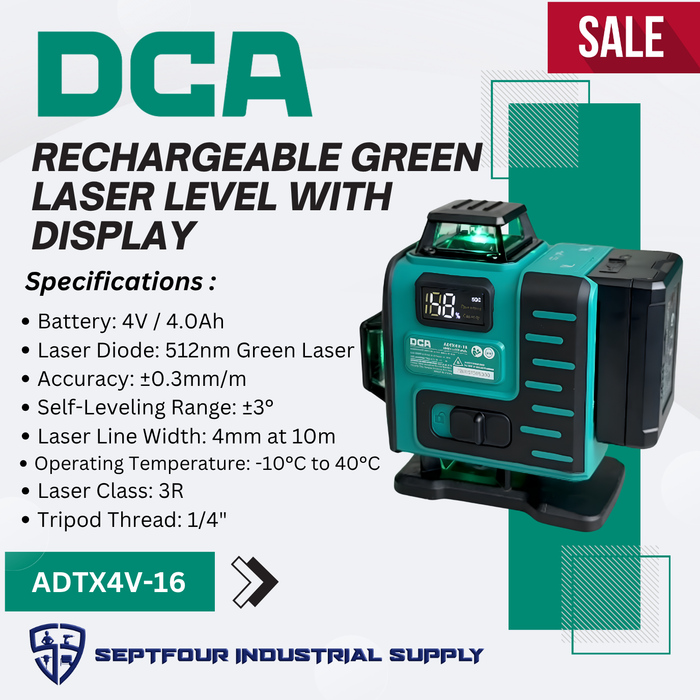 DCA Rechargeable Green Laser Level with Display ADTX4V-16