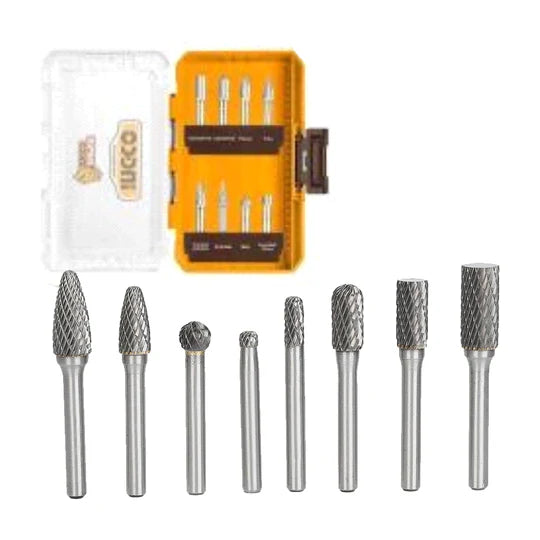 Ingco 8PCS Tungsten Carbide Rotary Burrs Set AKDL10801