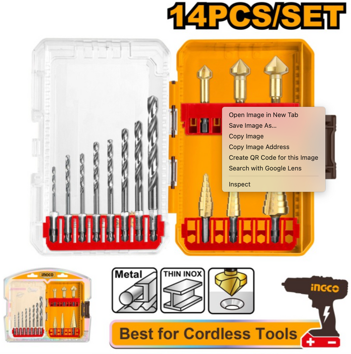 Ingco 14 pcs 4341 HSS Drill Bits and Step Drill Bits Set AKDL61401