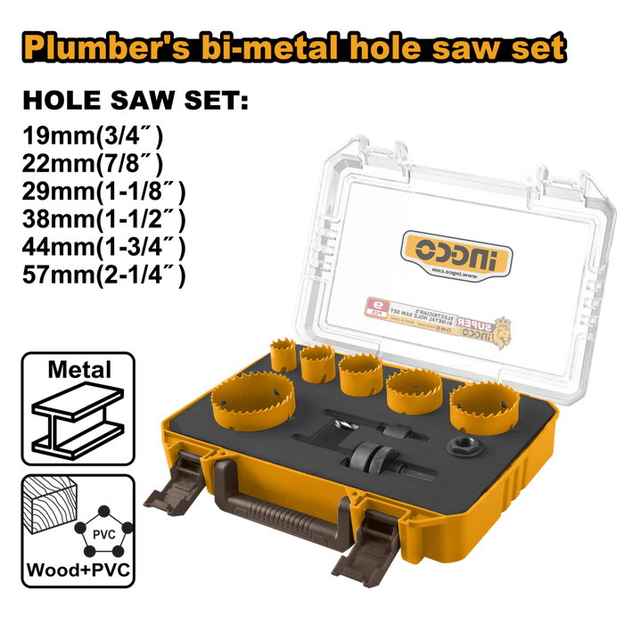 Ingco 9pcs. Plumbers BI-Metal Hole Saw Set AKH0091