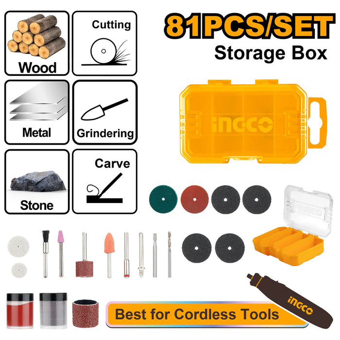 Ingco 81Pcs. Accessories for Rotary Tool / Mini Drill Set AKMG8081