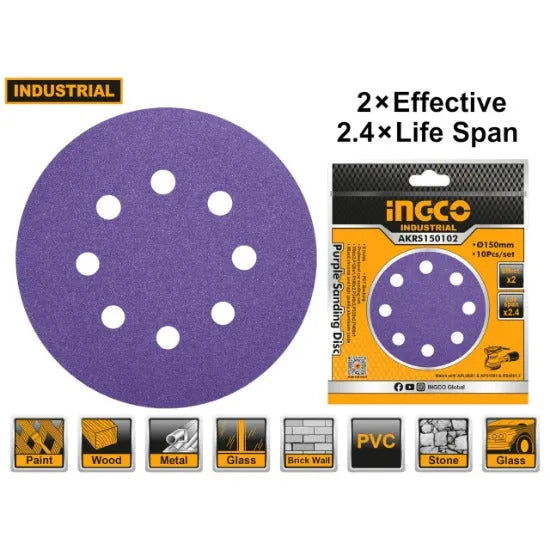 Ingco 6" (150MM) Purple Sanding Disc AKRS150102
