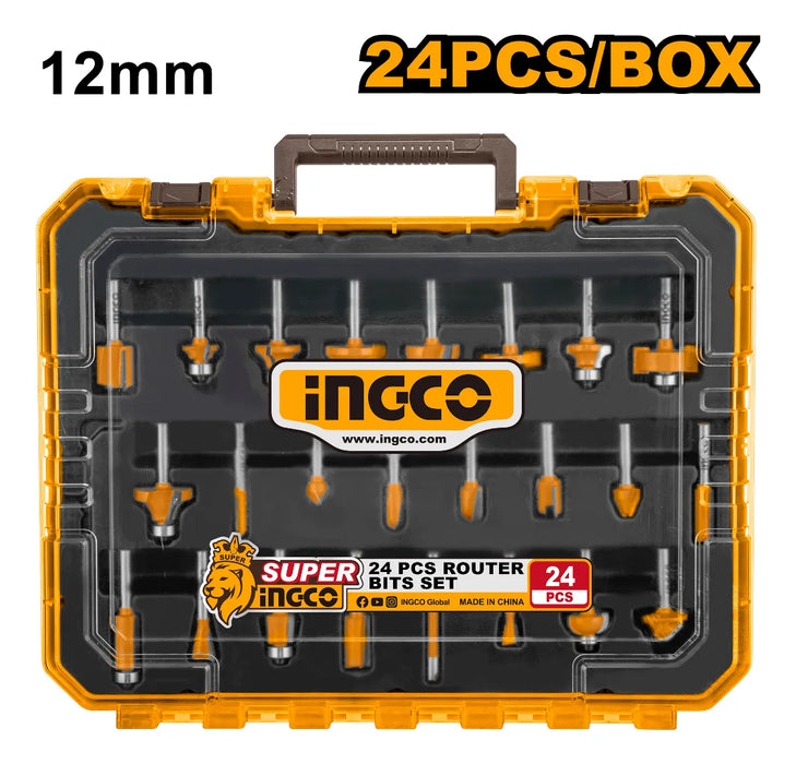 Ingco 24Pcs. 12mm Router Bits Set AKRT24122