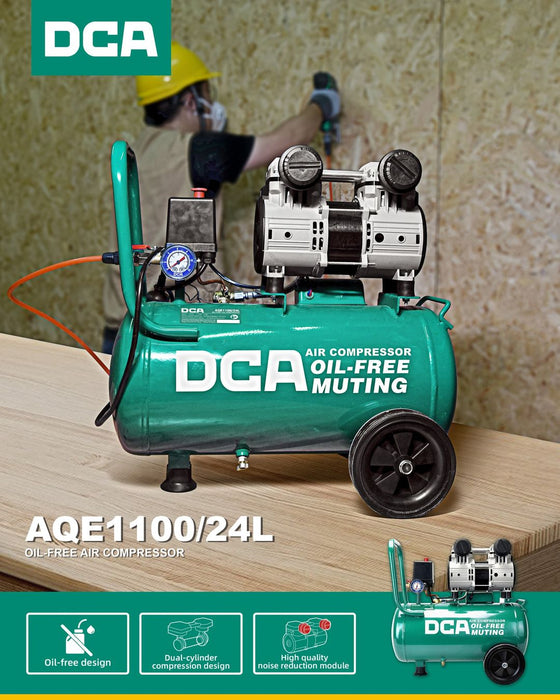 DCA 24L 1100W Oil-Free Air Compressor AQE1100/24L