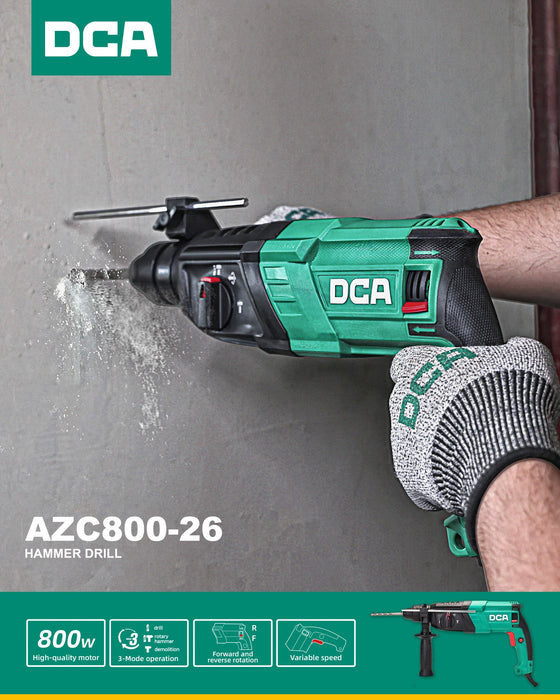 DCA 26mm 800W Hammer Drill SDS Plus AZC800-26Q