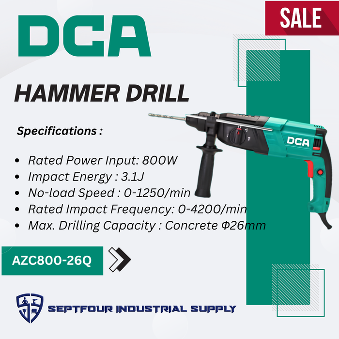 DCA 26mm 800W Hammer Drill SDS Plus AZC800-26Q