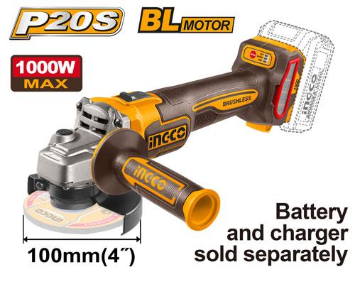 Ingco 4" 20V 1000W Cordless Angle Grinder CAGLI27103