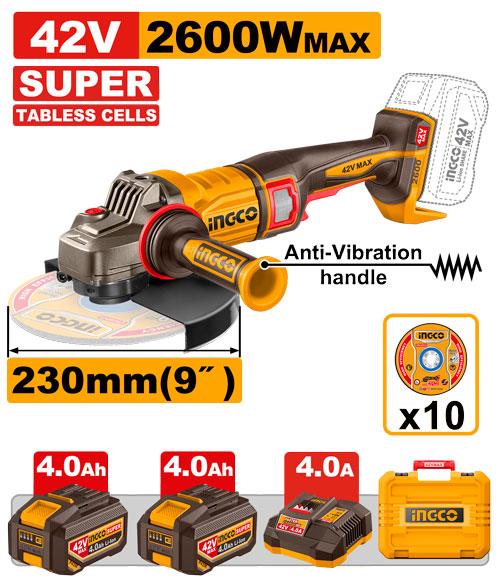 Ingco 9"42V  2600W Cordless Angle Grinder CAGLI4260182