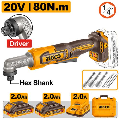 Ingco 20V 80Nm Cordless Angle Grinder Impact Driver CAIRLI208