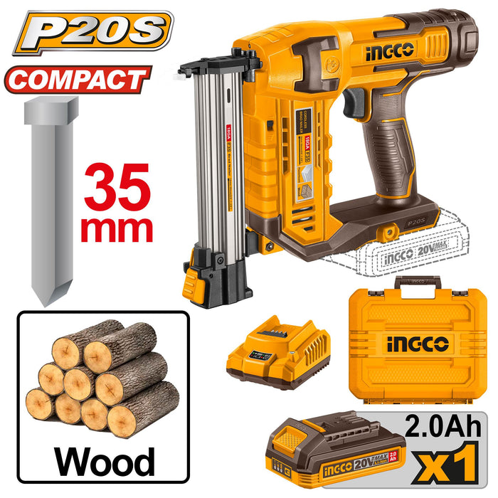 Ingco 20V Li-Ion Cordless Brad Nailer CBNLI3508