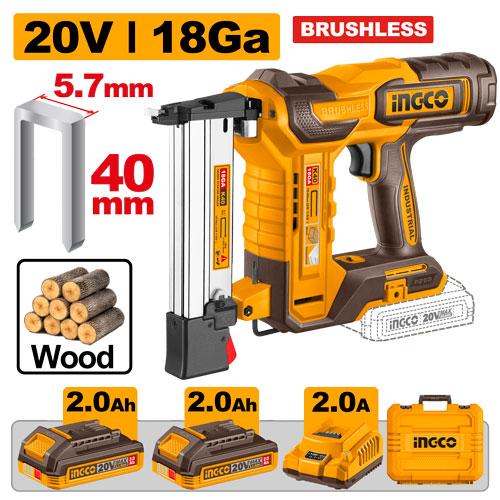 Ingco 20V 40mm Cordless Crown Stapler  Nailer CCSNLI600869