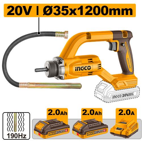 Ingco 20V 35 x 1200mm Cordless Concrete Vibrator CCVLI2025021