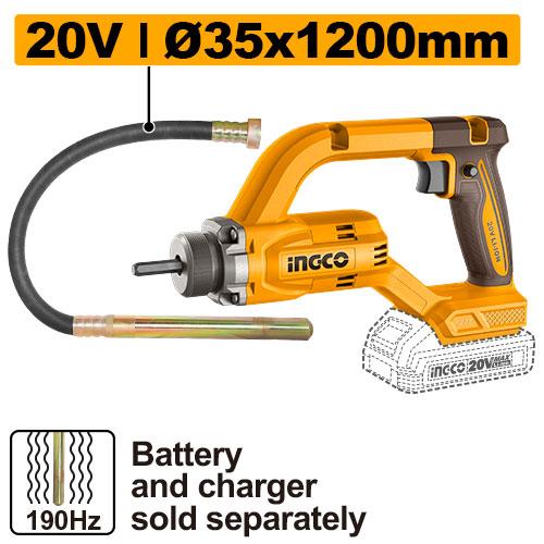 Ingco 20V 35 x 1200mm Cordless Concrete Vibrator CCVLI202502