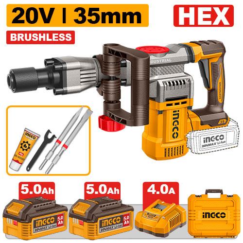 Ingco 20V 35mm Cordless Demolition Breaker CDBLI203582
