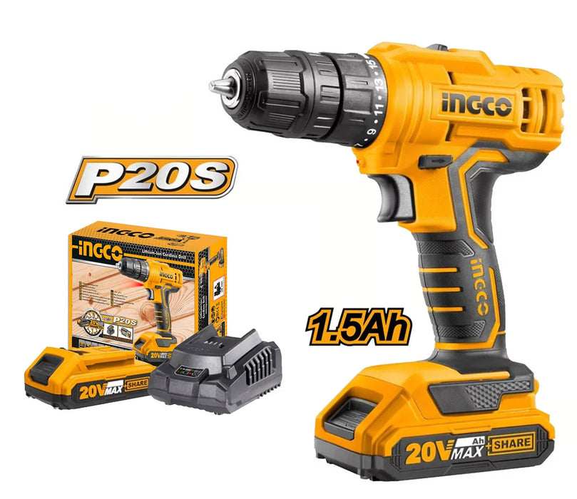 Ingco 20V Li-Ion Cordless Drill SS CDLI20011