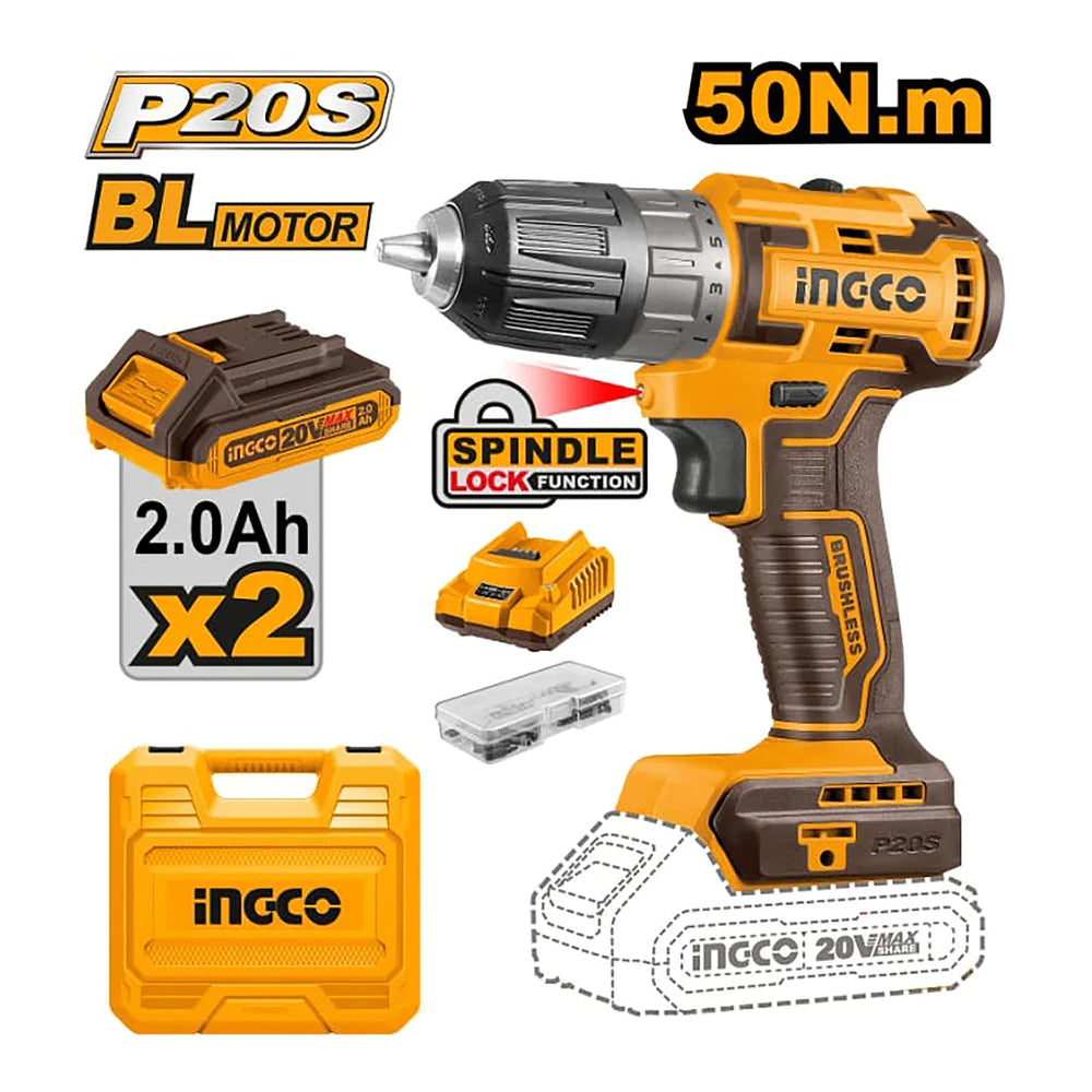 Ingco 20V Li Ion Cordless Impact Drill CDLI20508 SEPTFOUR INDUSTRIAL SUPPLY