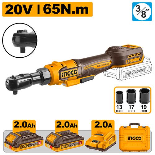 Ingco 20V 65Nm Cordless Drive Ratchet CDRLI20652