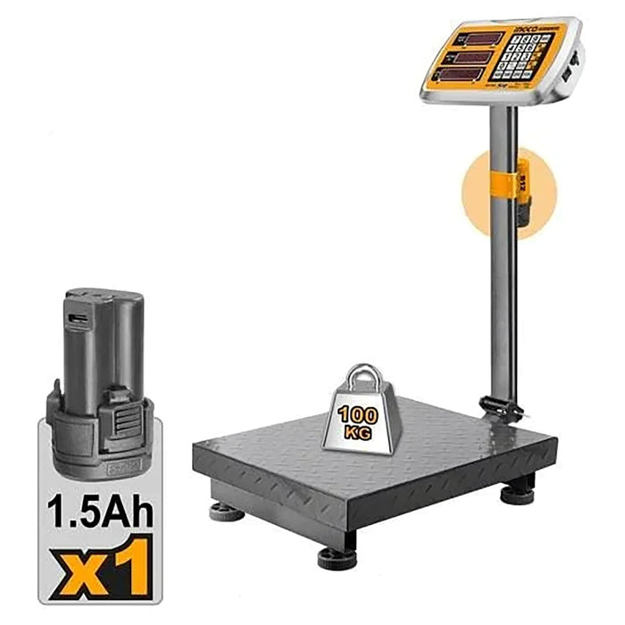 Ingco  100Kg. 12V Li-Ion  Cordless Weighing Scale CES1302