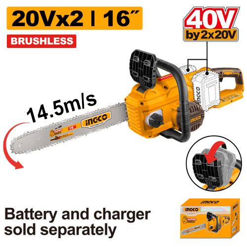 Ingco 40V 16" Cordless Chain Saw CGSLI40168