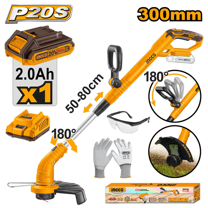 Ingco 20V Li-Ion Cordless Grass Trimmer CGTLI20301