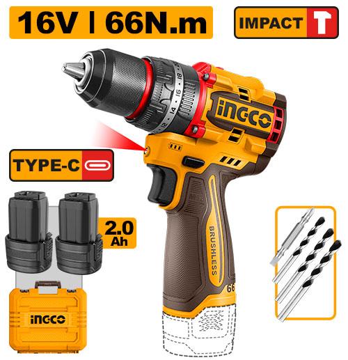 Ingco 16V 66Nm Cordless Impact Drill CIDLI16665