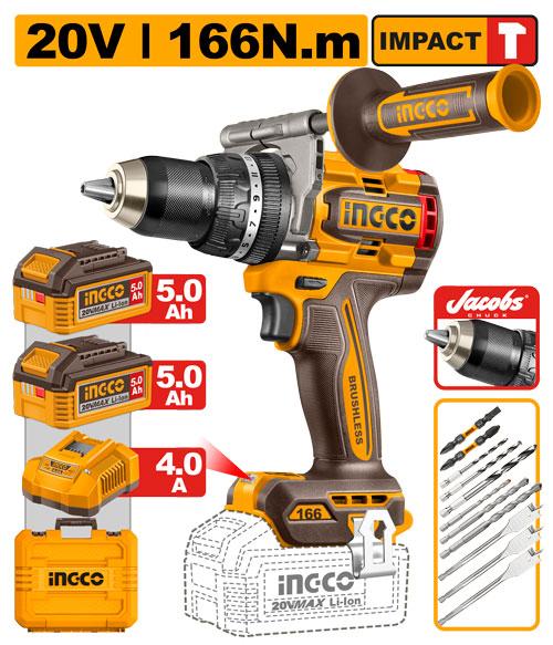 Ingco 20V 166Nm Cordless Impact Drill CIDLI201668