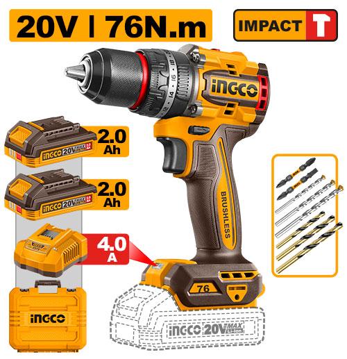 Ingco 20V 76Nm Cordless Impact Drill CIDLI207686