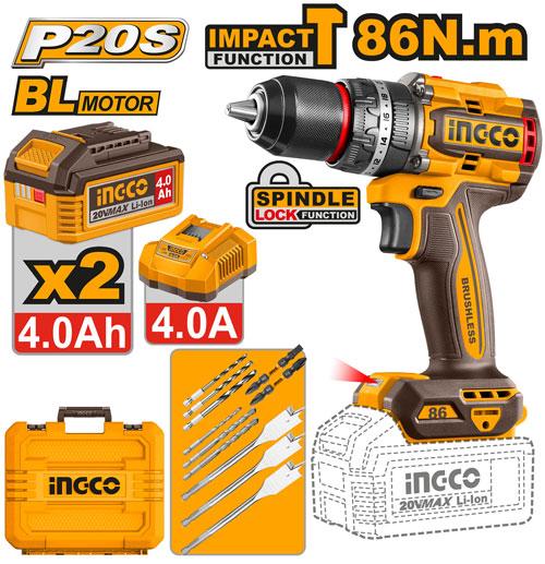 Ingco 20V 86Nm Cordless Impact Drill CIDLI208682