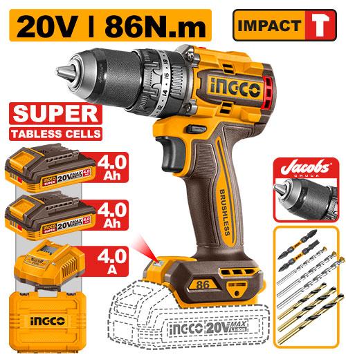 Ingco 20V 86Nm Cordless Impact Drill CIDLI208686