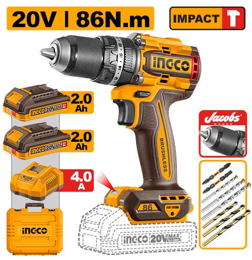 Ingco 20V 86Nm Cordless Impact Drill CIDLI208688