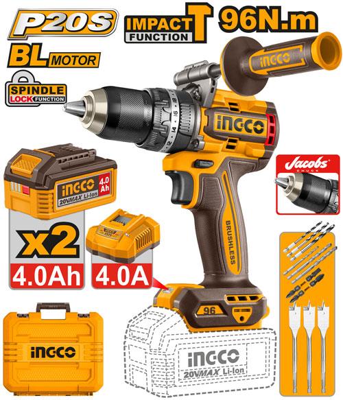 Ingco 20V 96Nm Cordless Impact Drill CIDLI209686