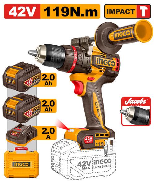 Ingco 42V 119Nm Cordless Impact Drill CIDLI4211982