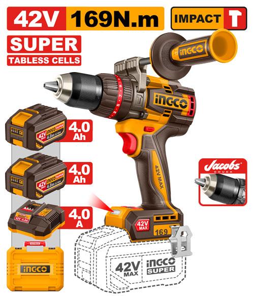 Ingco 42V 169Nm  Cordless  Impact Drill CIDLI4216982