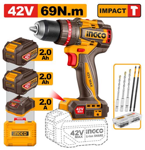 Ingco 42V 69 Nm  Cordless Impact Drill CIDLI426982